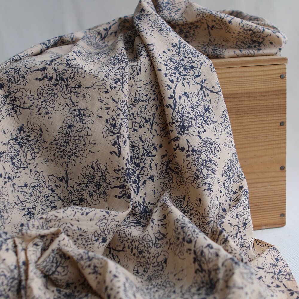 Anjali Bleu B- Tissu indien en coton imprimé main Hand Block