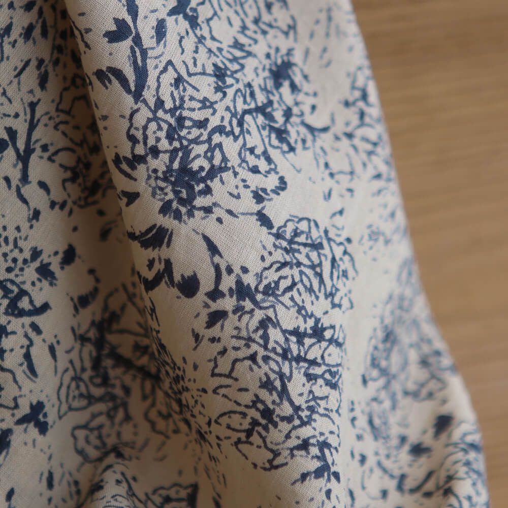 Anjali Bleu B- Tissu indien en coton imprimé main Hand Block