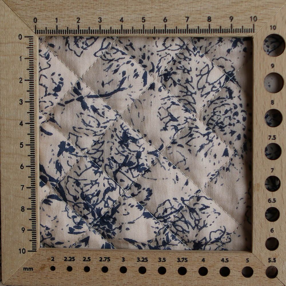 Anjali bleu - Tissu indien matelassé double face coton hand block largeur 100cm