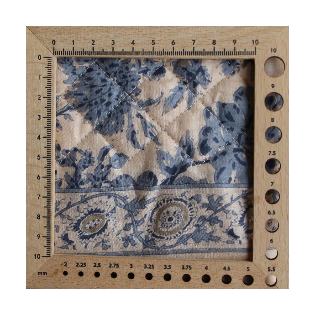 Anjali bleu - Tissu indien matelassé double face coton hand block largeur 100cm