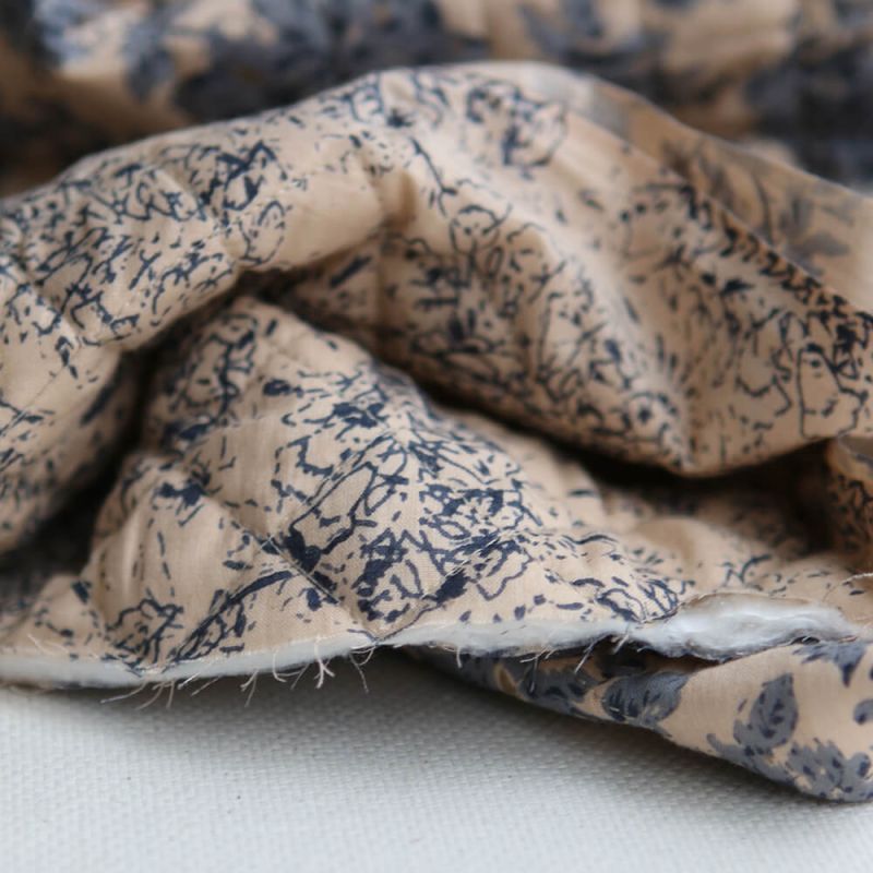 Anjali bleu - Tissu indien matelassé double face coton hand block largeur 100cm