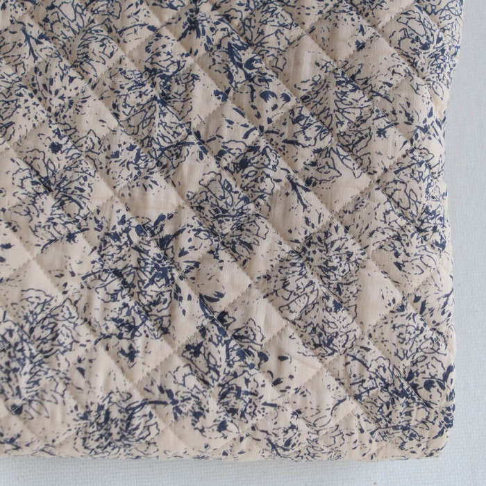 Anjali bleu - Tissu indien matelassé double face coton hand block largeur 100cm