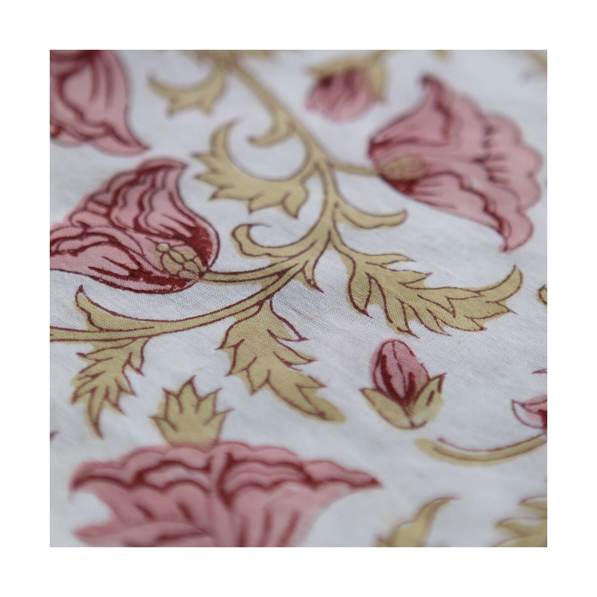 Madhavi - Tissu indien en coton imprimé main Hand Block