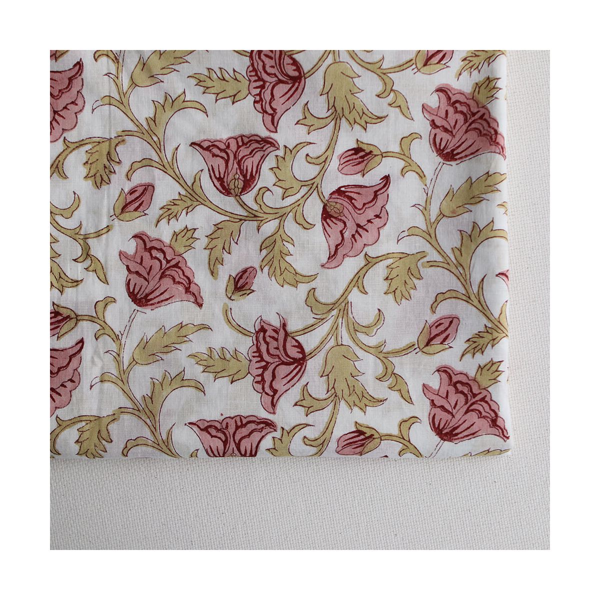 Madhavi - Tissu indien en coton imprimé main Hand Block