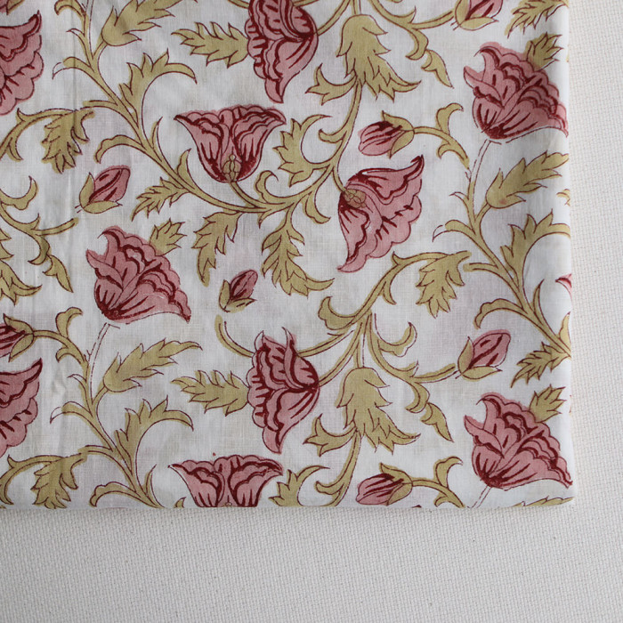 Madhavi - Tissu indien en coton imprimé main Hand Block