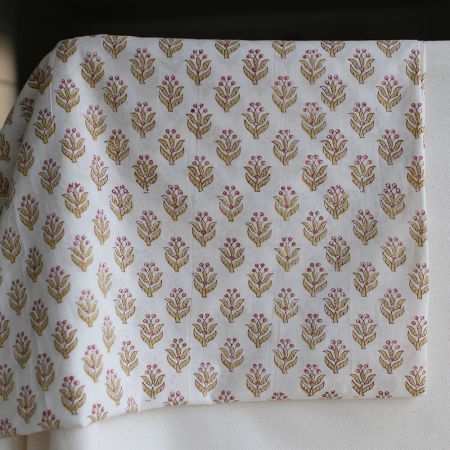 Madhavi B - Tissu indien en coton imprimé main Hand Block