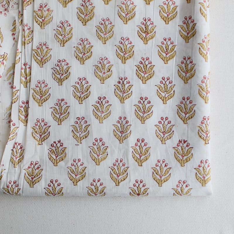 Madhavi B - Tissu indien en coton imprimé main Hand Block