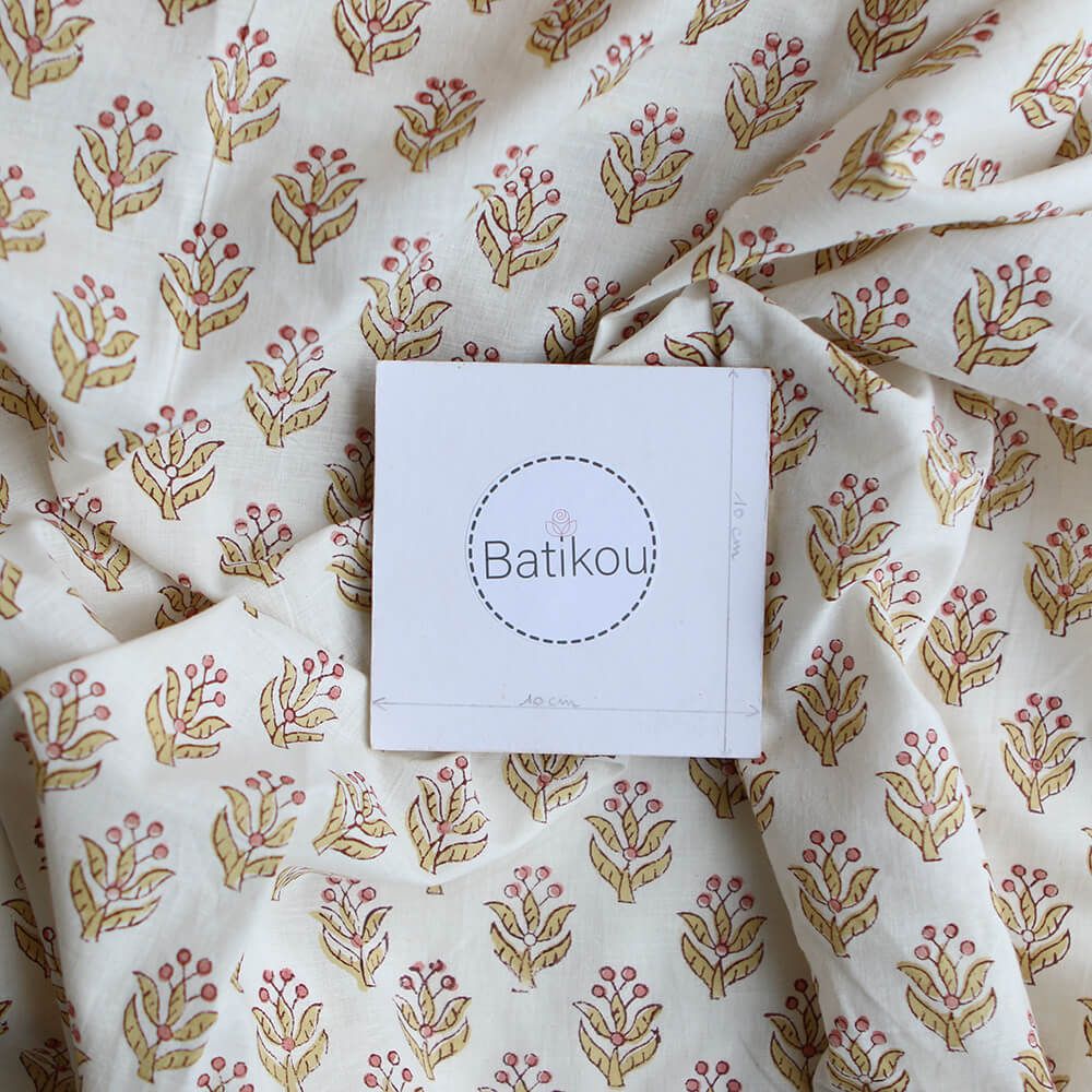 Madhavi B - Tissu indien en coton imprimé main Hand Block