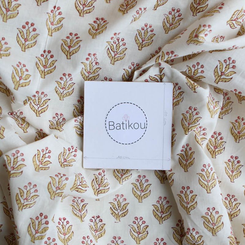 Madhavi B - Tissu indien en coton imprimé main Hand Block