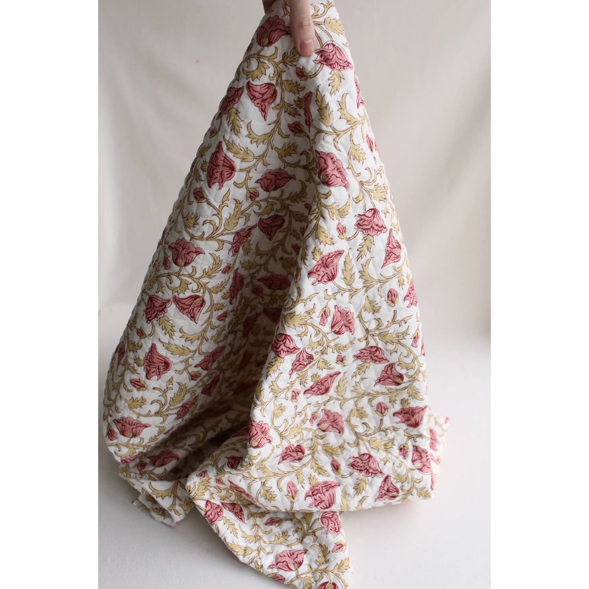 Madhavi - Tissu indien matelassé double face coton hand block largeur 100cm