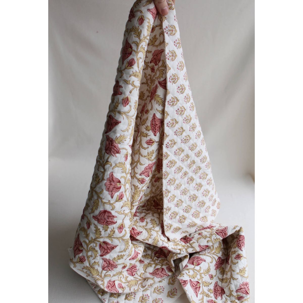 Madhavi - Tissu indien matelassé double face coton hand block largeur 100cm