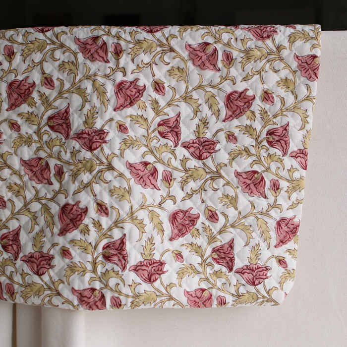 Madhavi - Tissu indien matelassé double face coton hand block largeur 100cm