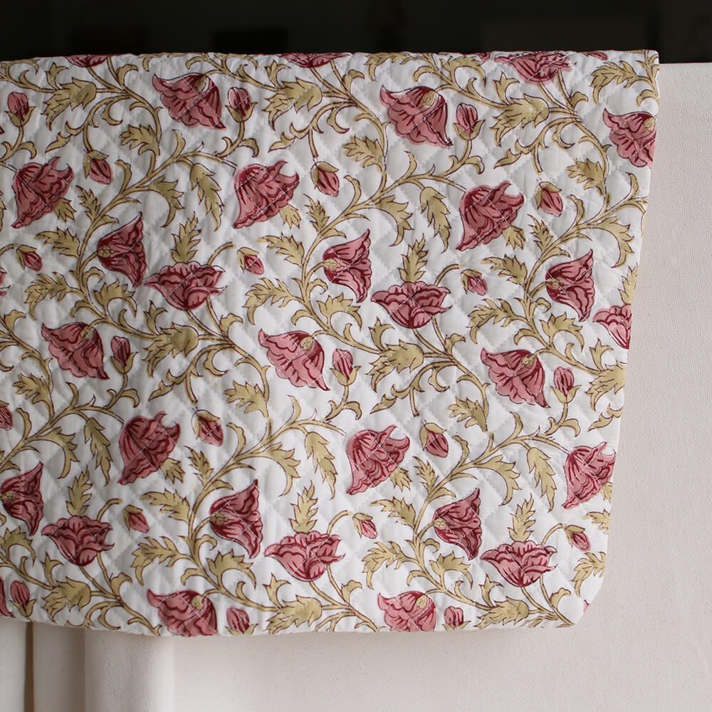 Madhavi - Tissu indien matelassé double face coton hand block largeur 100cm