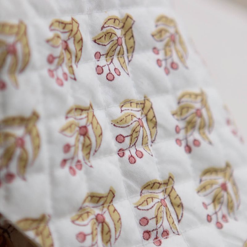 Madhavi - Tissu indien matelassé double face coton hand block largeur 100cm