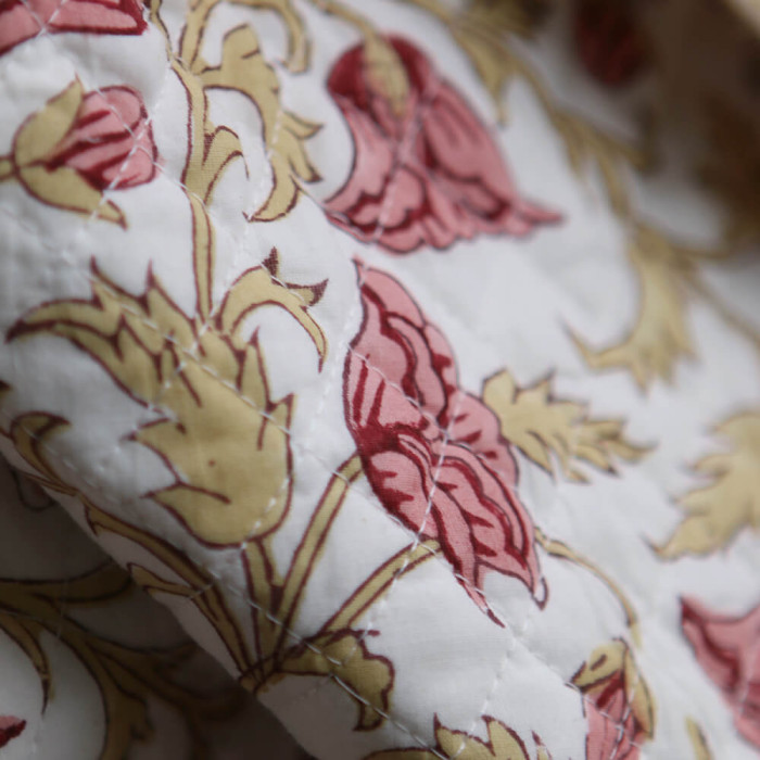 Madhavi - Tissu indien matelassé double face coton hand block largeur 100cm