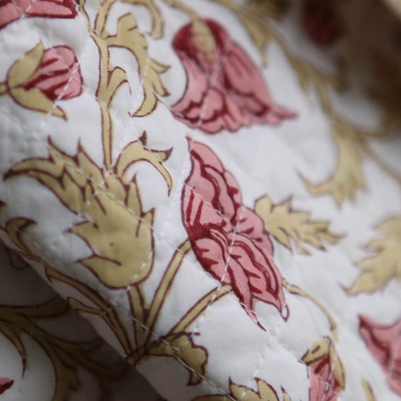 Madhavi - Tissu indien matelassé double face coton hand block largeur 100cm