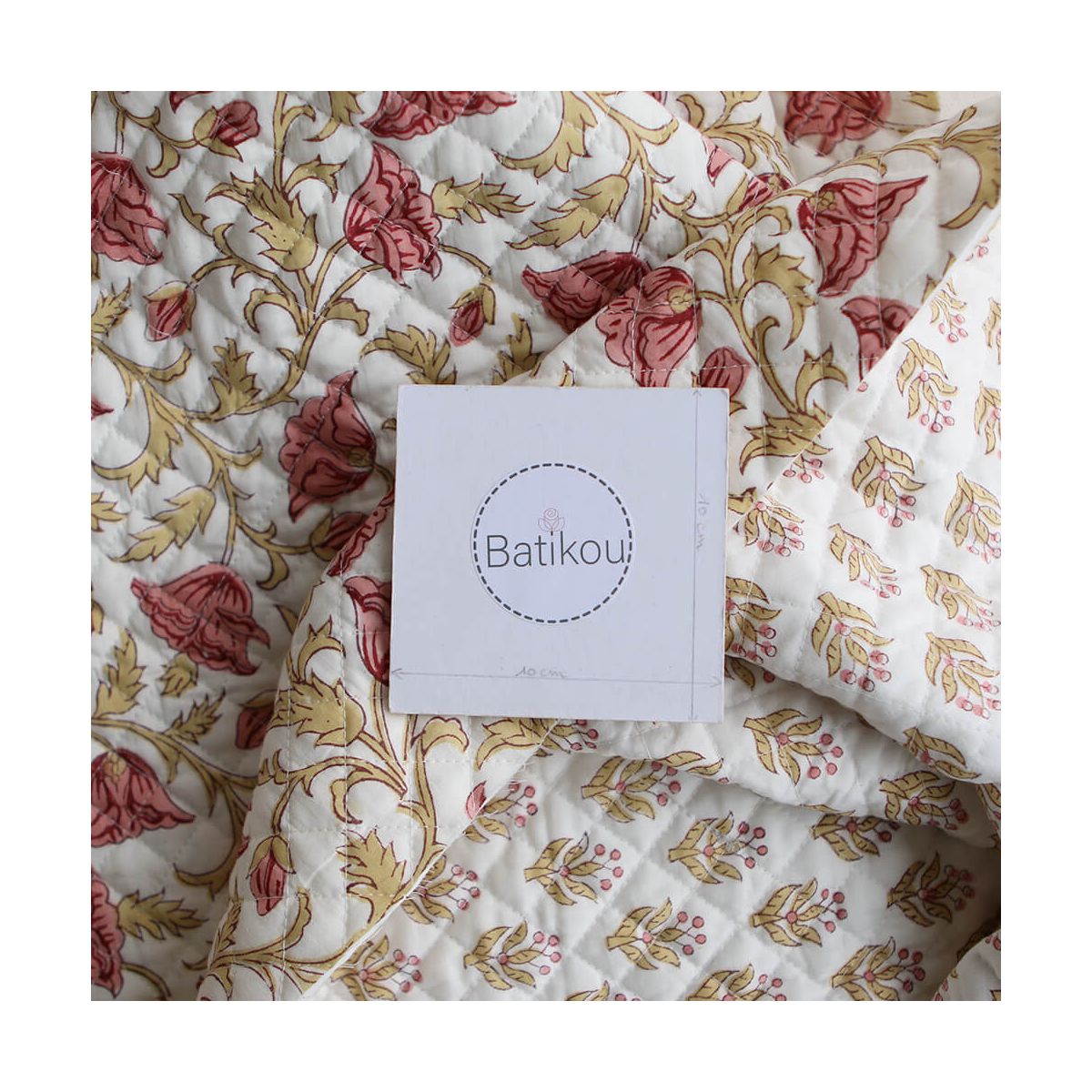 Madhavi - Tissu indien matelassé double face coton hand block largeur 100cm