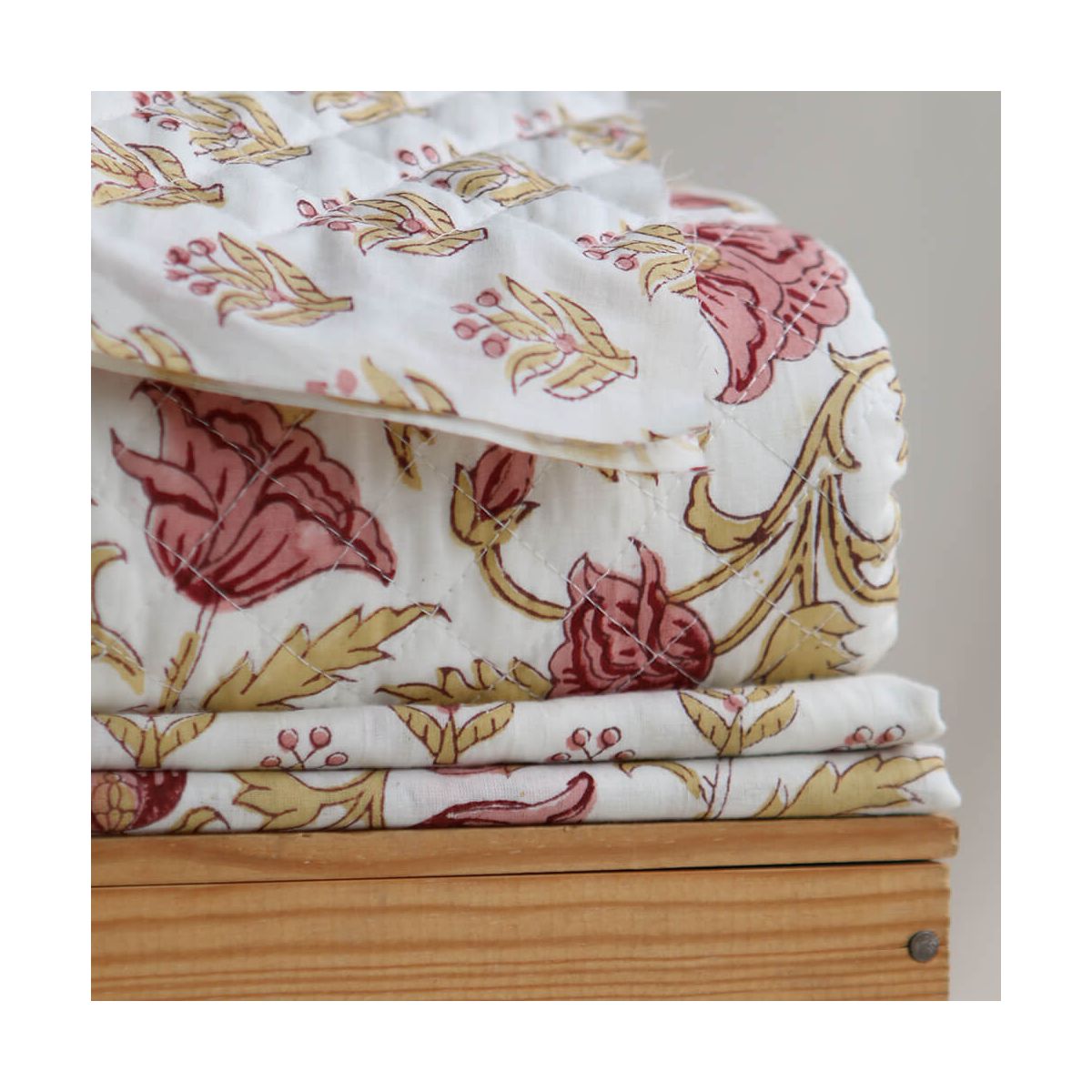 Madhavi - Tissu indien matelassé double face coton hand block largeur 100cm