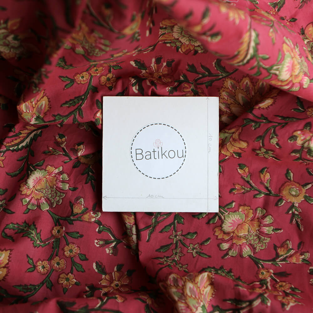 Sharmila - Tissu indien en coton imprimé main Hand Block