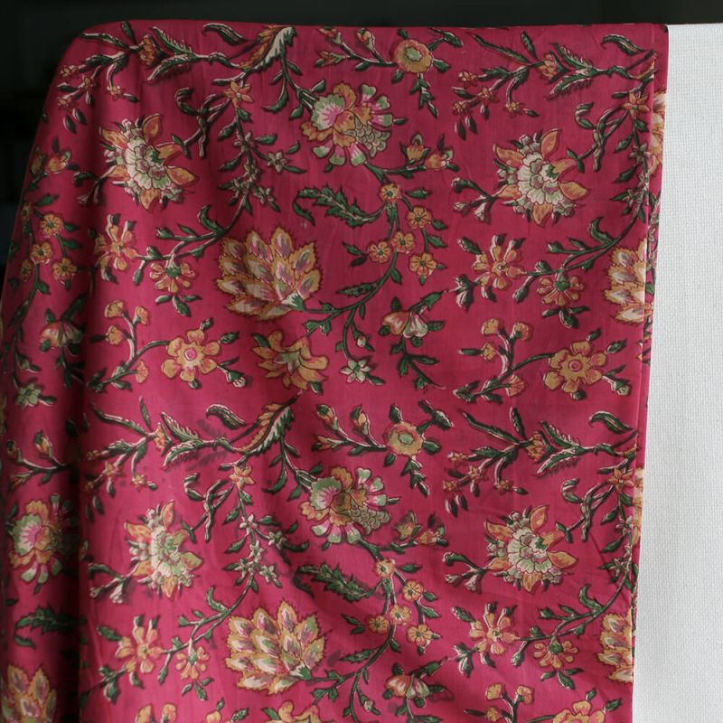 Sharmila - Tissu indien en coton imprimé main Hand Block