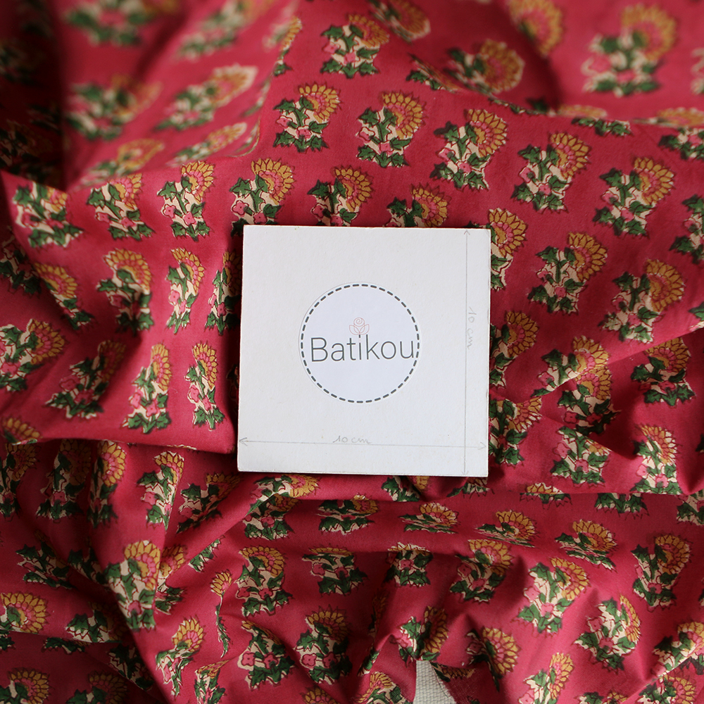 Sharmila B - Tissu indien en coton imprimé main Hand Block