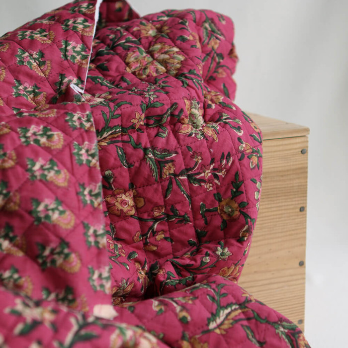 Sharmila - Tissu indien matelassé double face coton hand block largeur 100cm