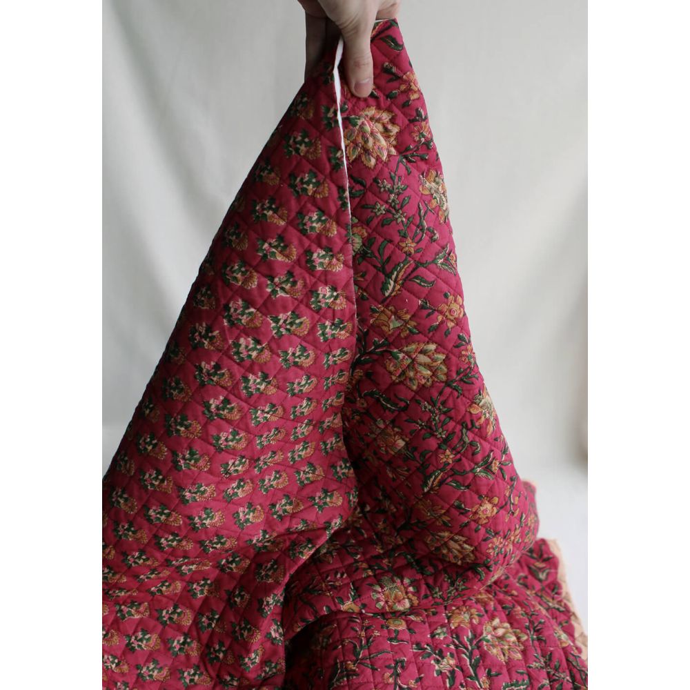Sharmila - Tissu indien matelassé double face coton hand block largeur 100cm