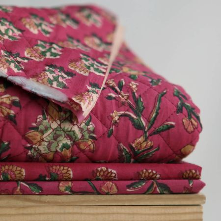 Sharmila - Tissu indien matelassé double face coton hand block largeur 100cm