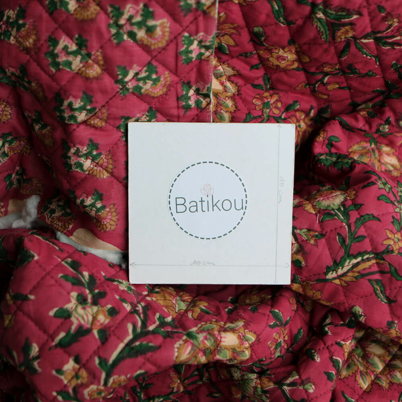 Sharmila - Tissu indien matelassé double face coton hand block largeur 100cm