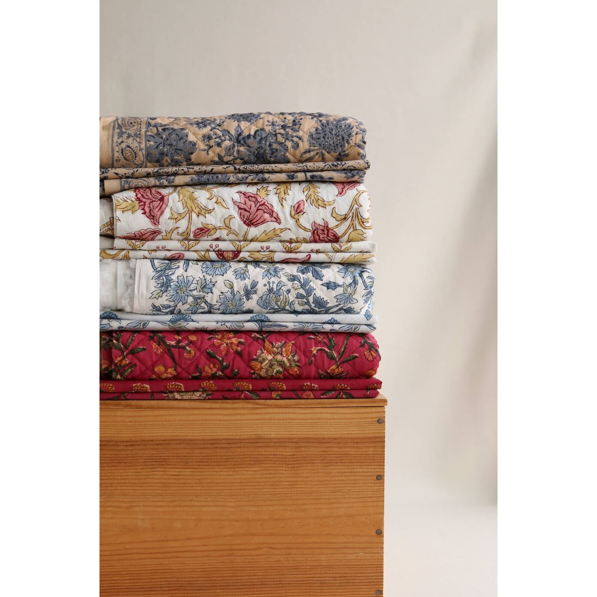 Sharmila - Tissu indien matelassé double face coton hand block largeur 100cm