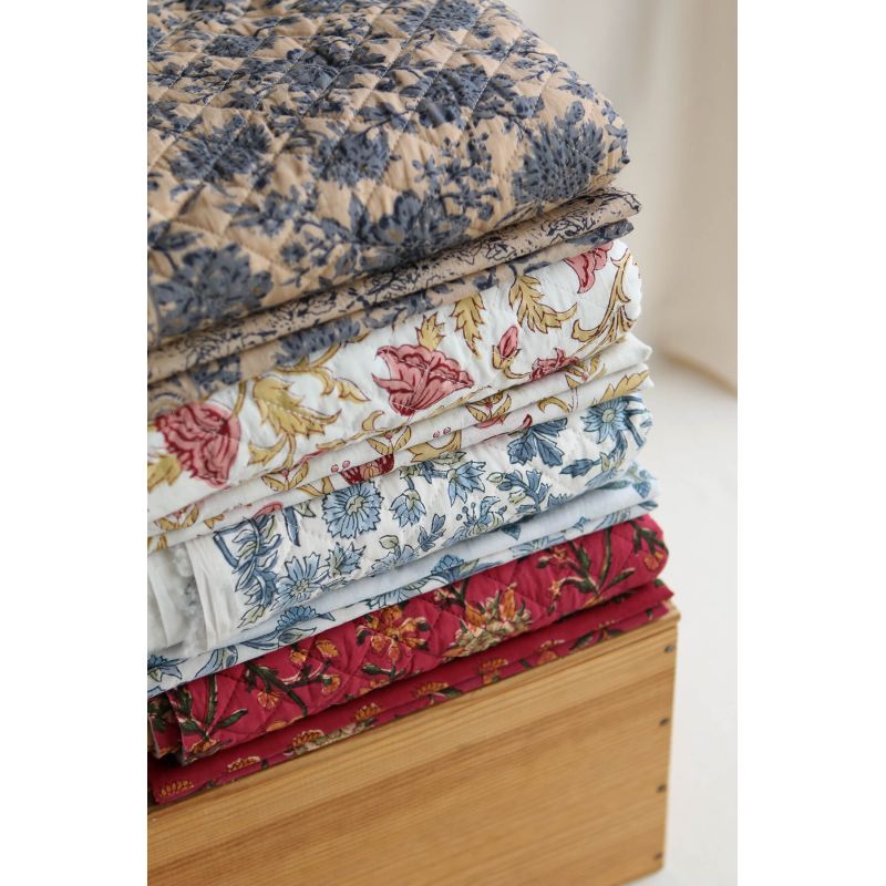 Madhavi B - Tissu indien en coton imprimé main Hand Block