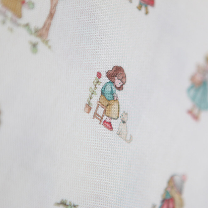 Sarah - Tissu sergé / twill de coton organique imprimé personnages