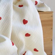 copy of Manou - Double gaze de coton BIO exclusif écru à motif coeurs