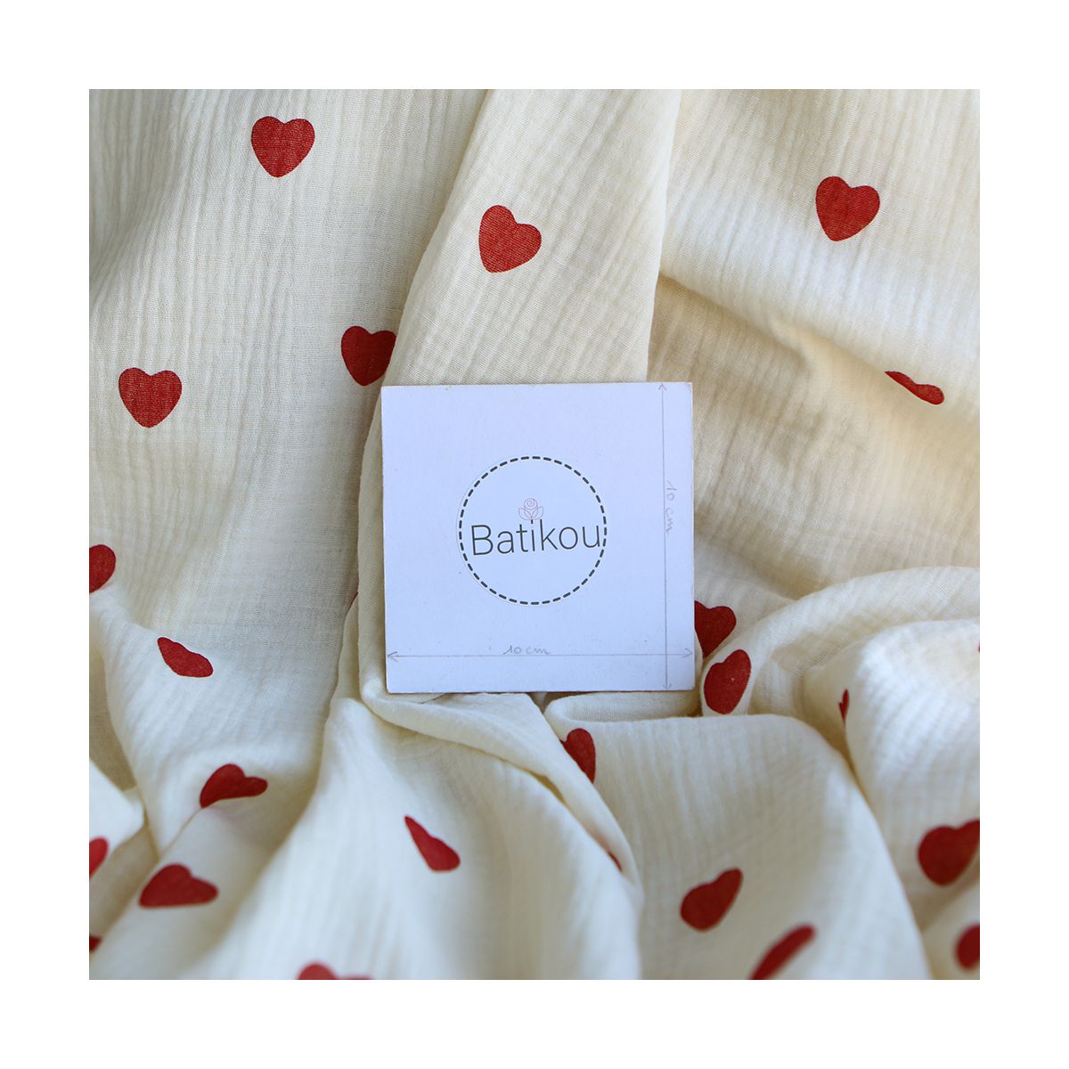 copy of Manou - Double gaze de coton BIO exclusif écru à motif coeurs