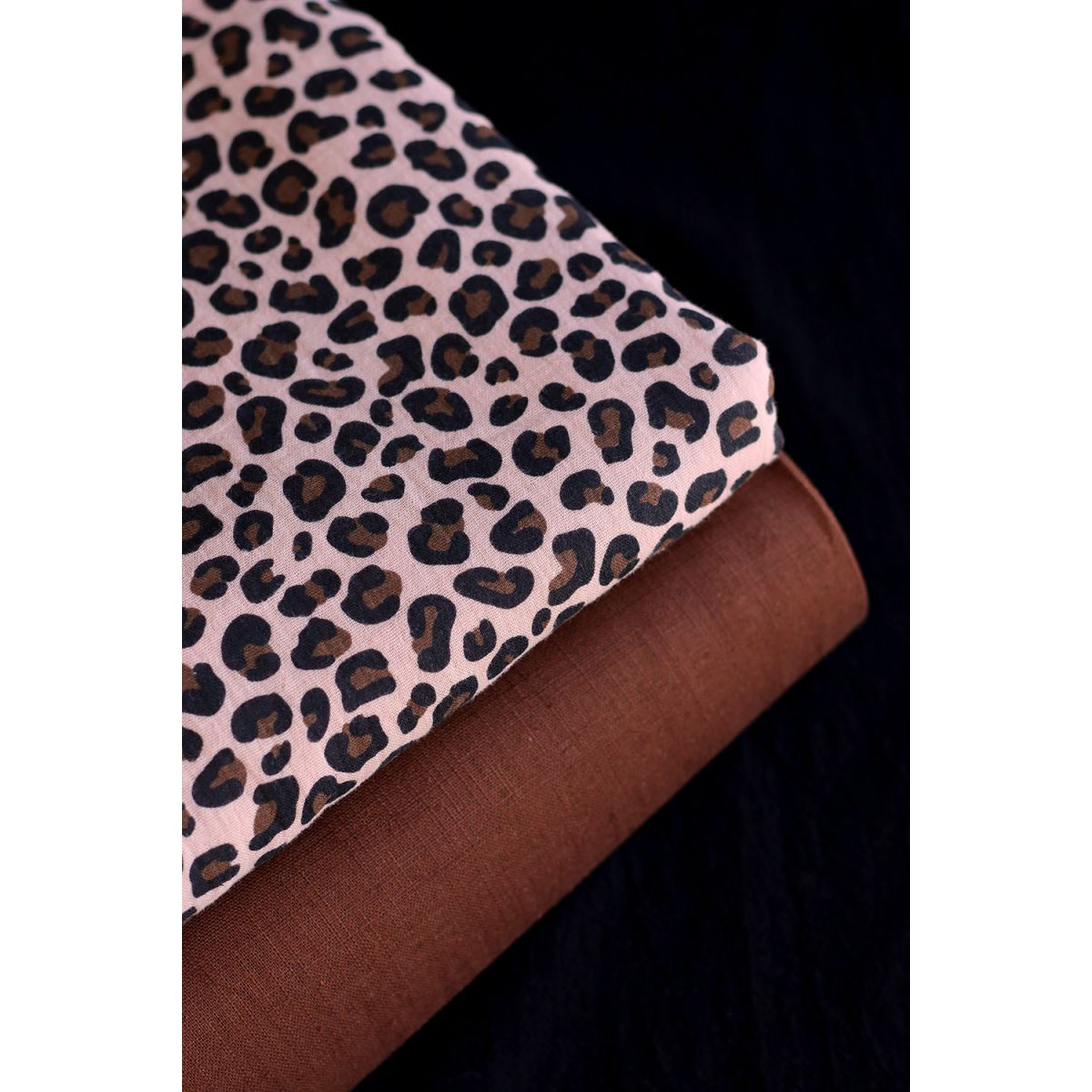 Lea - Double gaze coton BIO motif exclusif Graou fond nude