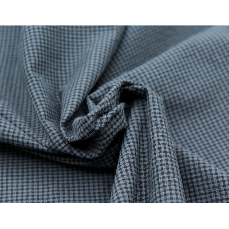 Seersucker / Coton gaufré vichy bleu jean