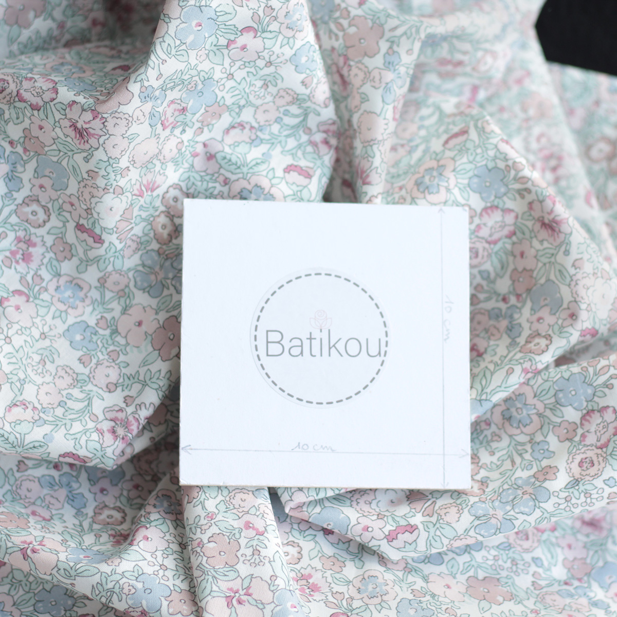 copy of Ophelie - Popeline de coton douce BIO imprimé fleuri jaune, vert, bleu