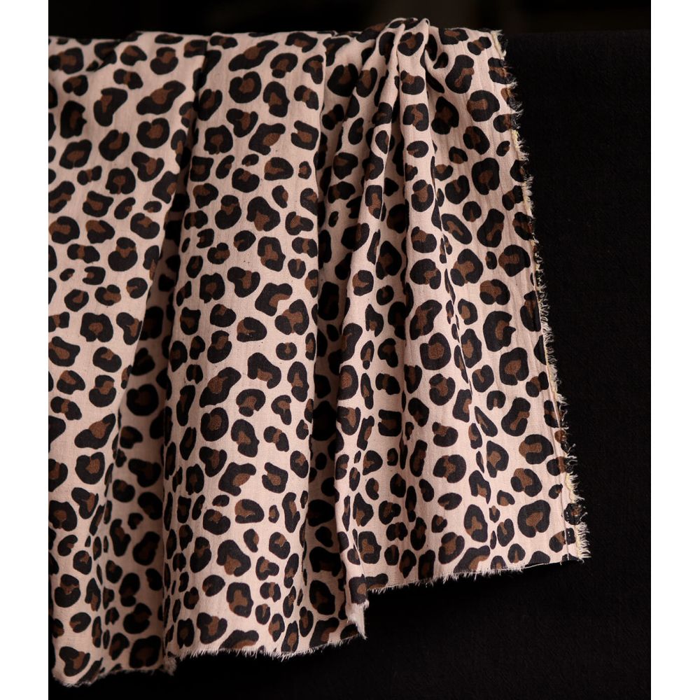 Lea - Double gaze coton BIO motif exclusif Graou fond nude