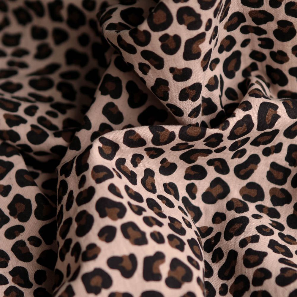 Lea - Double gaze coton BIO motif exclusif Graou fond nude