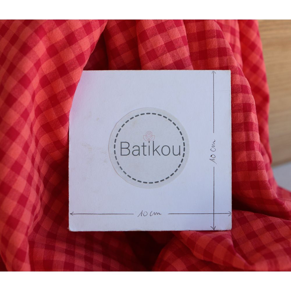 Seersucker / Coton gaufré vichy 6mm pastèque