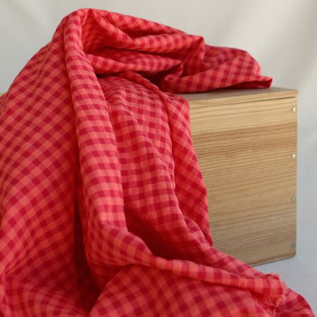 Seersucker / Coton gaufré vichy 6mm pastèque