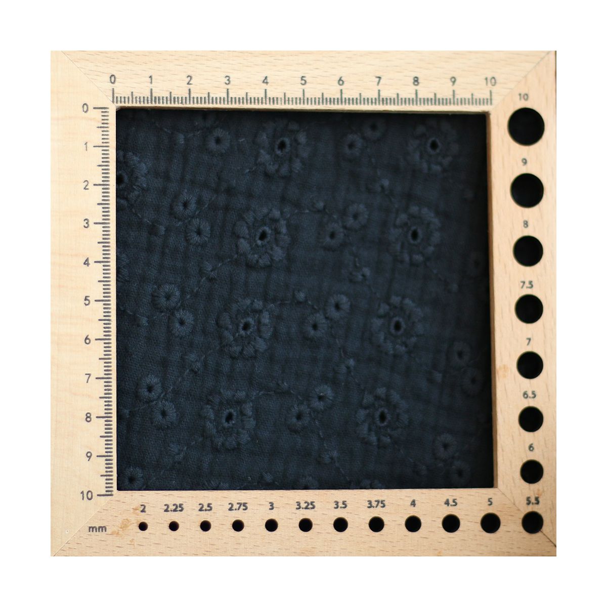 Double gaze de coton Suzy brodée coloris noir