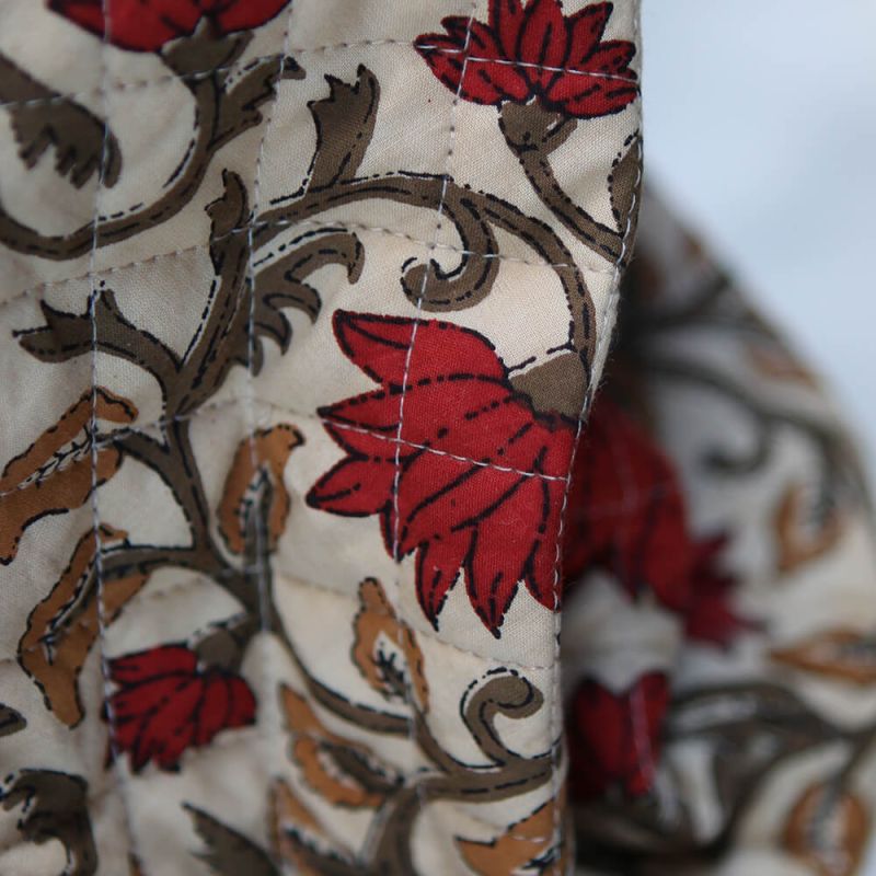 Shaivan - Tissu indien matelassé double face coton hand block largeur 100cm