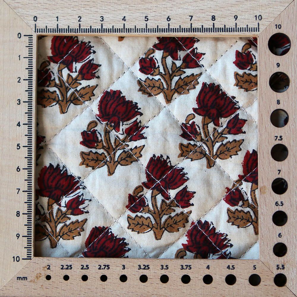 Shaivan - Tissu indien matelassé double face coton hand block largeur 100cm