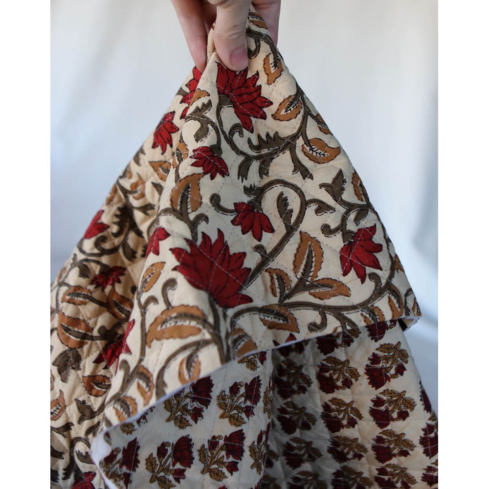 Shaivan - Tissu indien matelassé double face coton hand block largeur 100cm