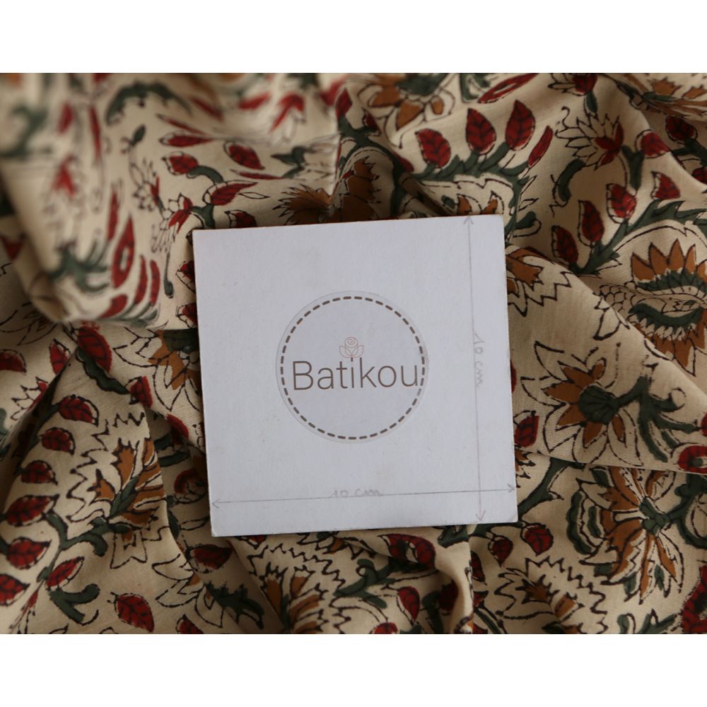 Nisha - Tissu indien coton hand block traditionnel