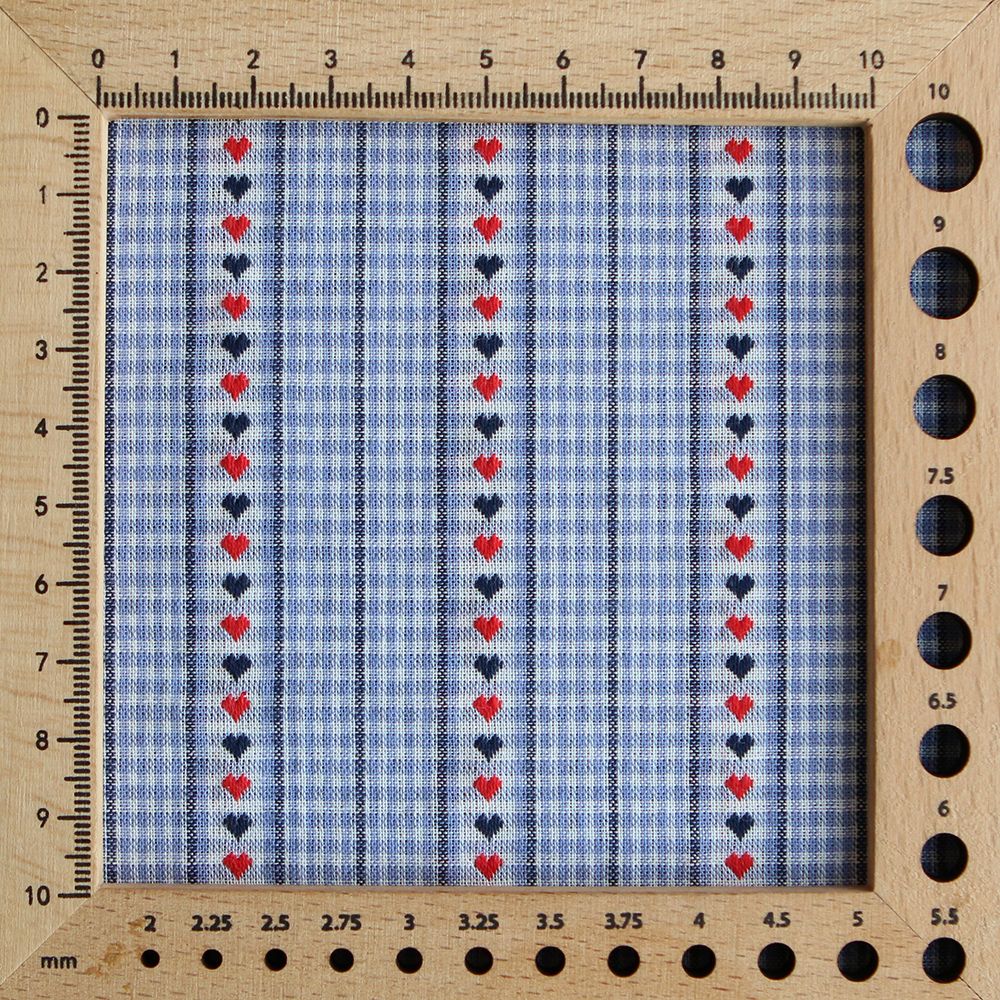 Amore - Tissu coton vichy jacquard avec rayures et petits coeurs