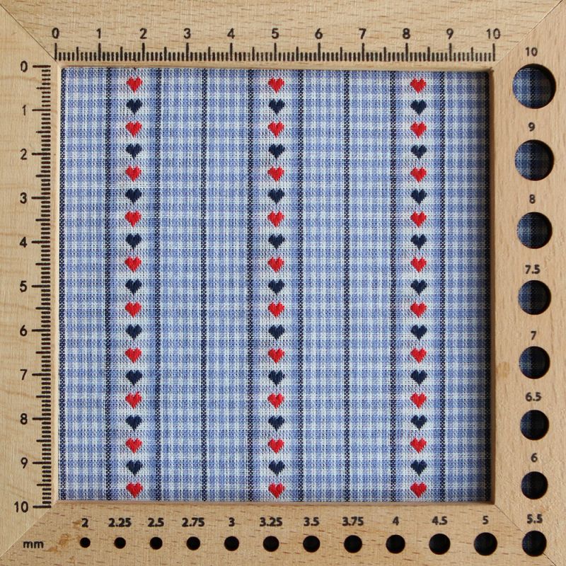 Amore - Tissu coton vichy jacquard avec rayures et petits coeurs