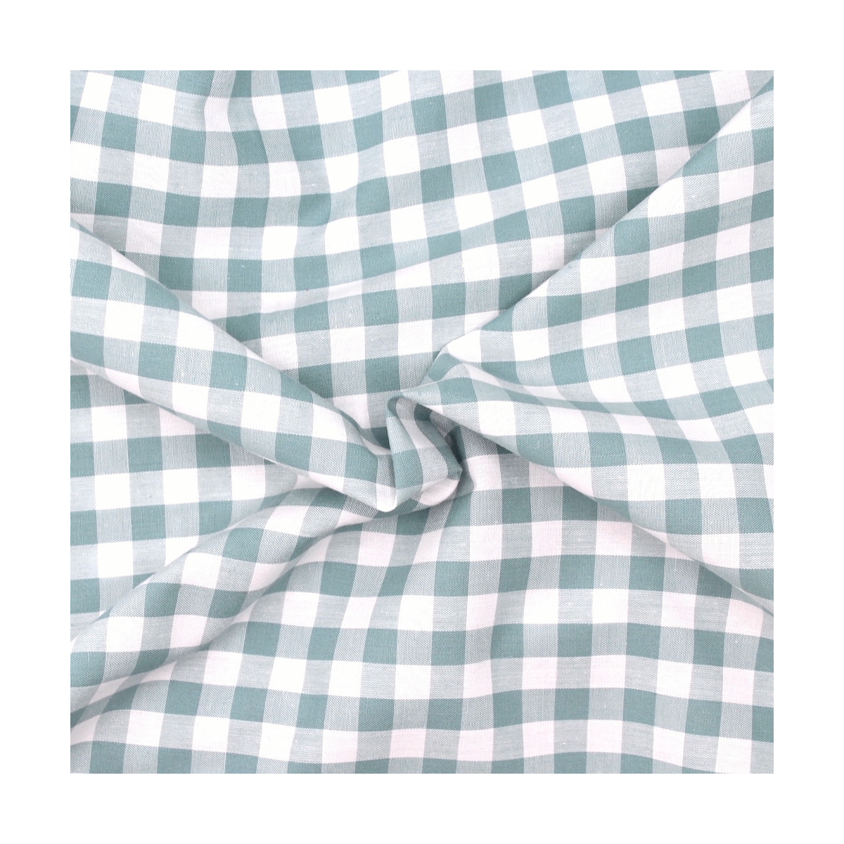 Coton vichy carreaux 10mm VERT SAUGE