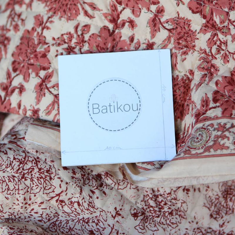 Anjali - Tissu indien matelassé double face coton hand block largeur 100cm